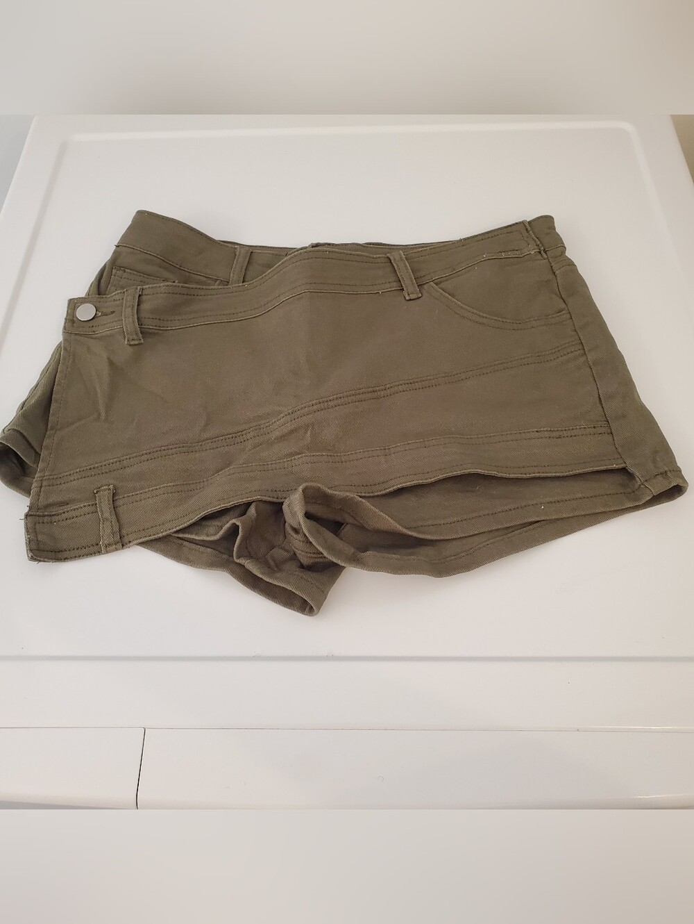 Angled Denim Shorts